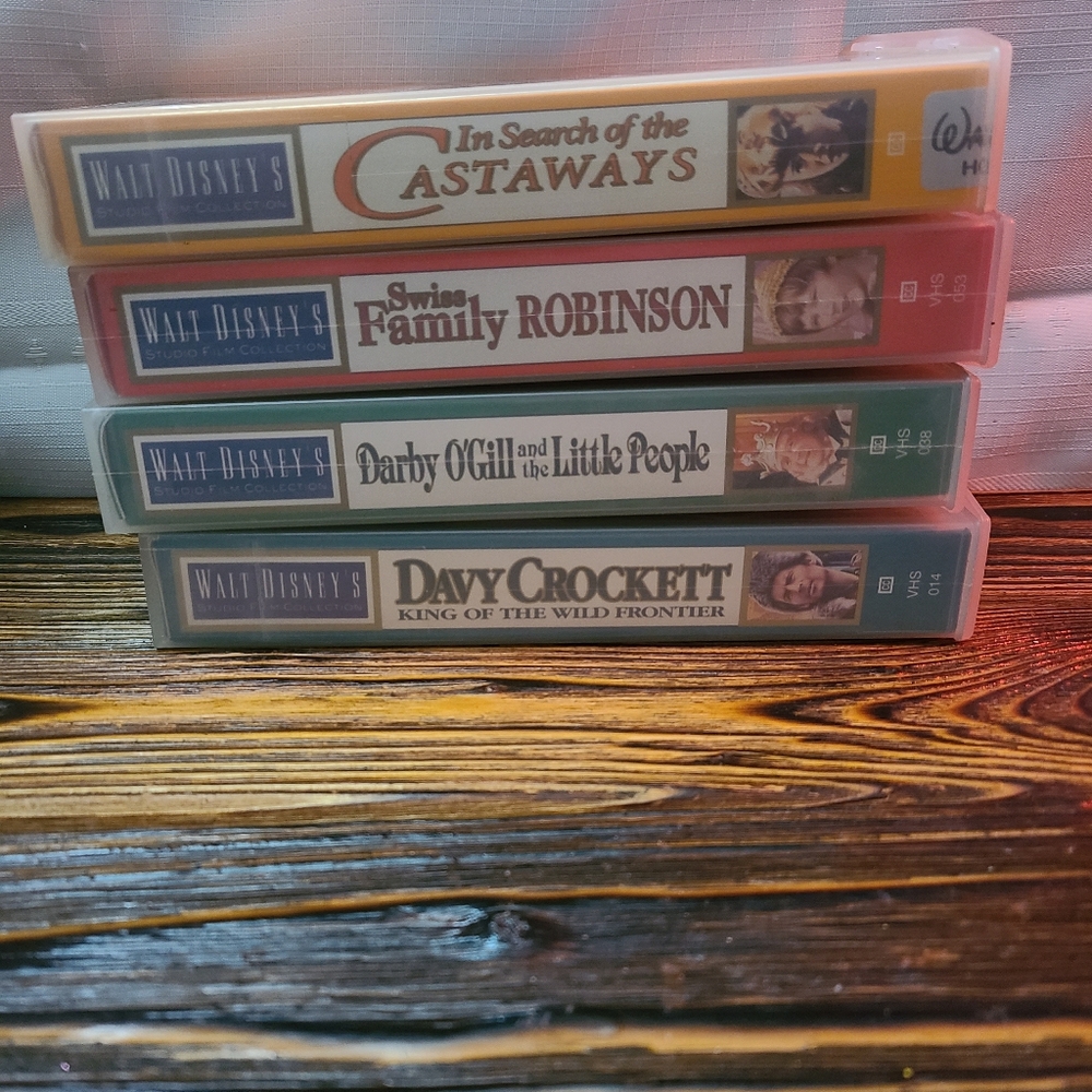 Walt Disney's Collection Set of Four Movies on VHS In Protective Cases
